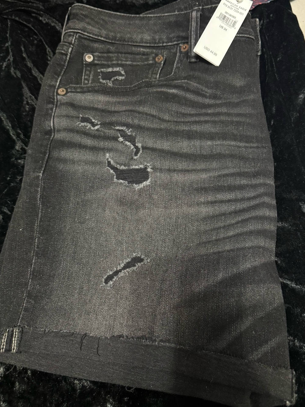 American Eagle Outfitters Black Distressed Denim Shorts